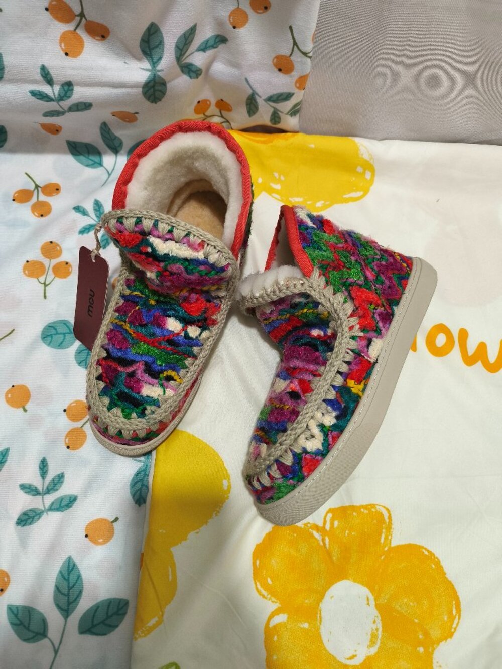 Mou Mou Multicolor Knit Short Winter Boots - Picture 6 of 8